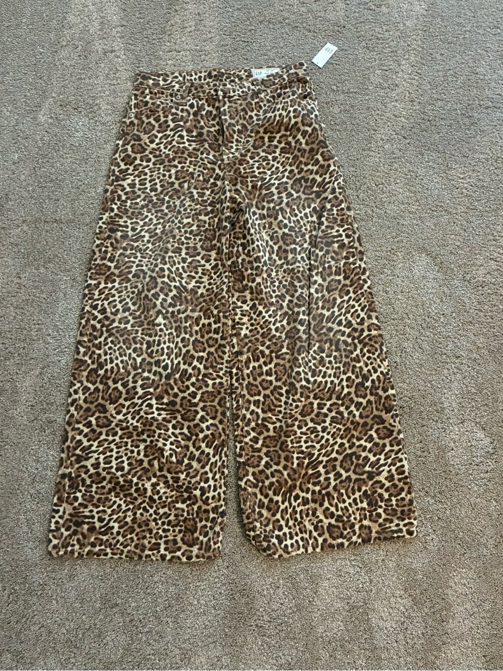 Brand NWT GAP Womens Leopard Print Wide-Leg Pants - Brown/Tan